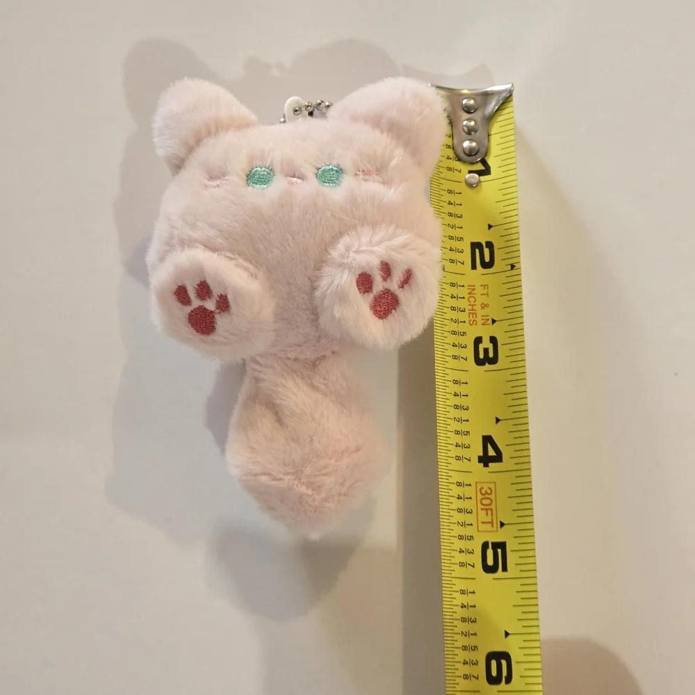 Cute Pink Long Tail Cat Plush Charm